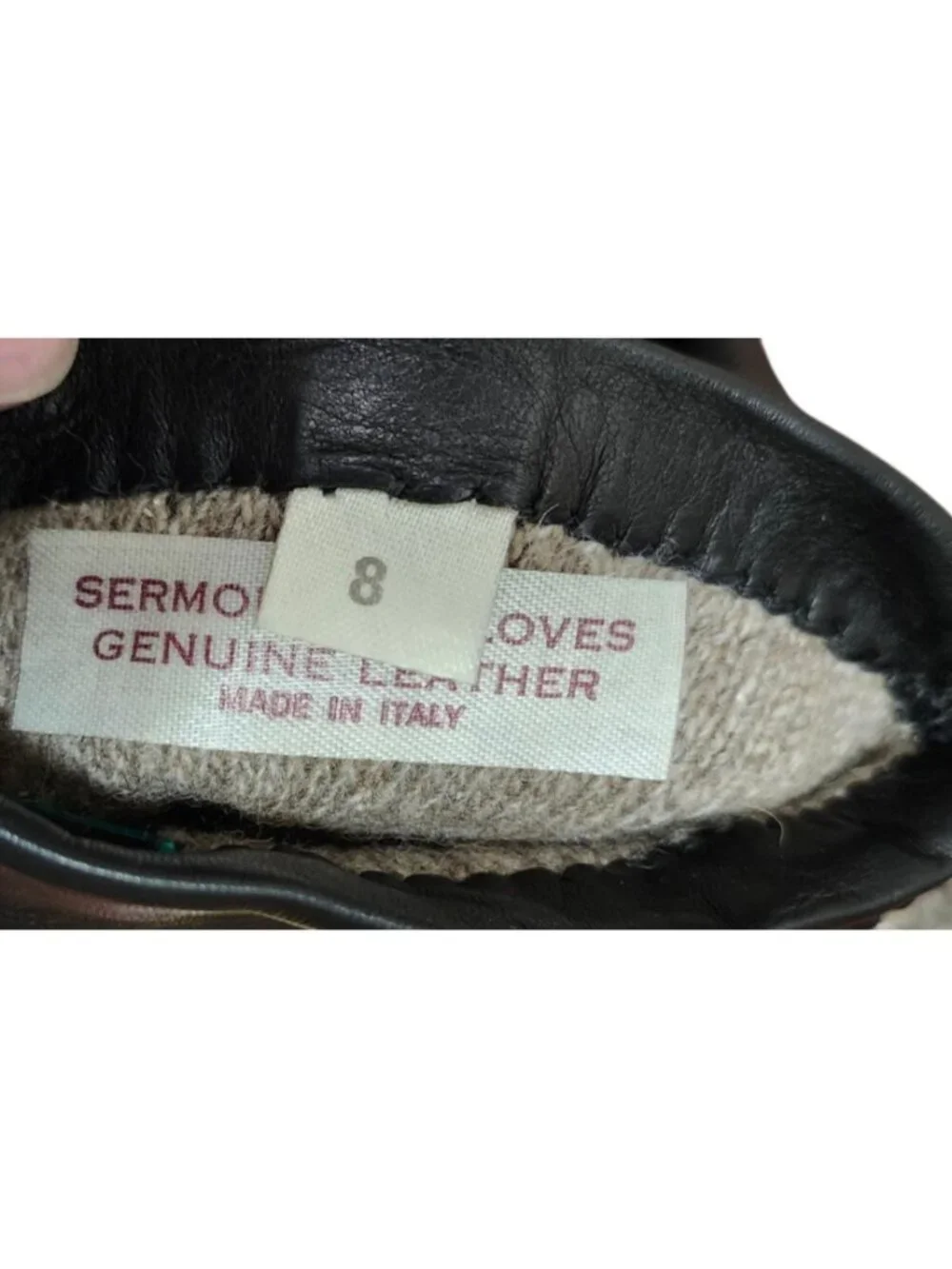 Sermoneta Gloves Black Leather Cashmere Lined Gloves Women’s Sze 8 Italy